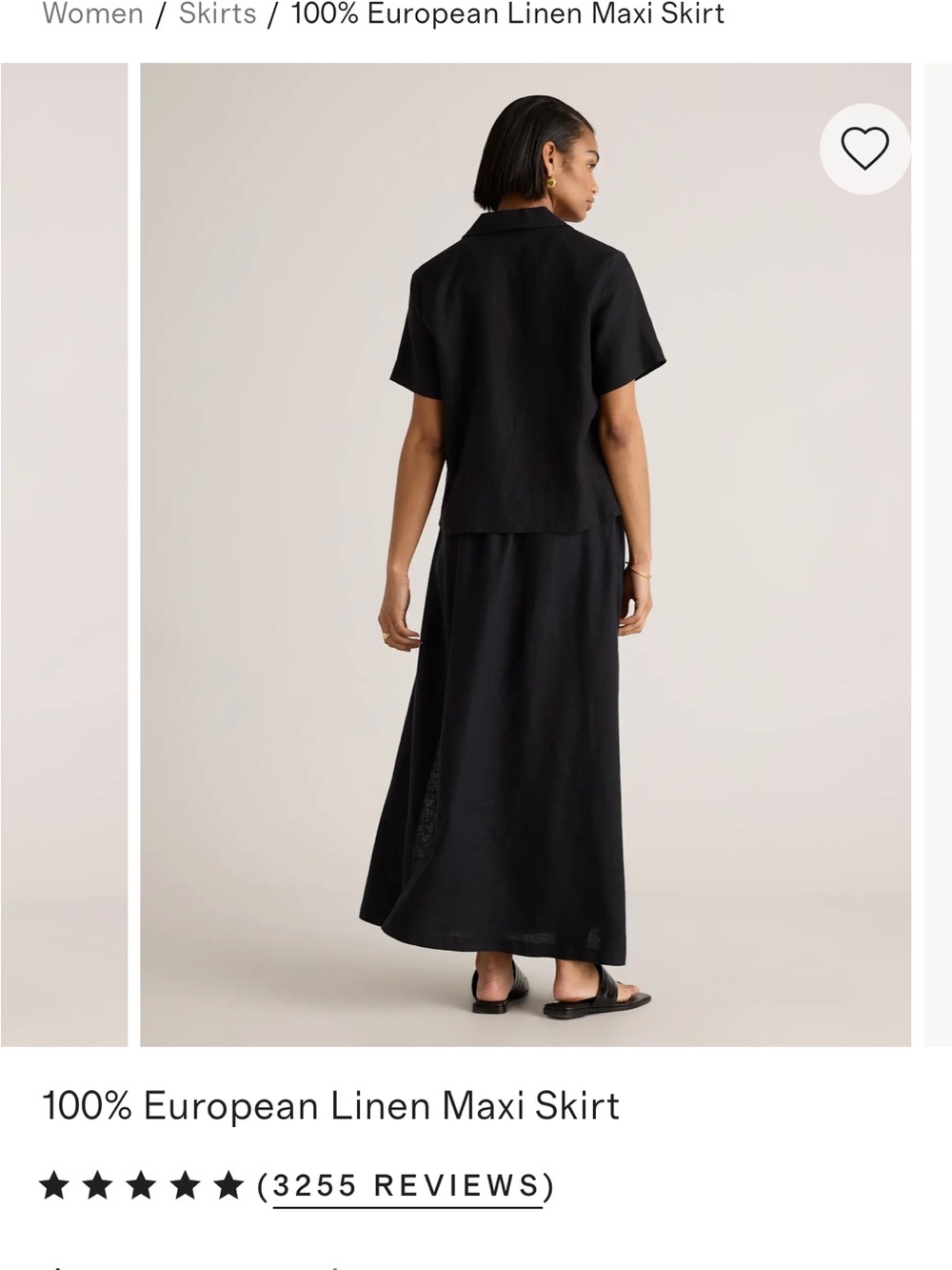 Quince Black Linen Maxi Skirt